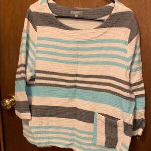 Habitat Women's Striped Gray and Blue Blouse